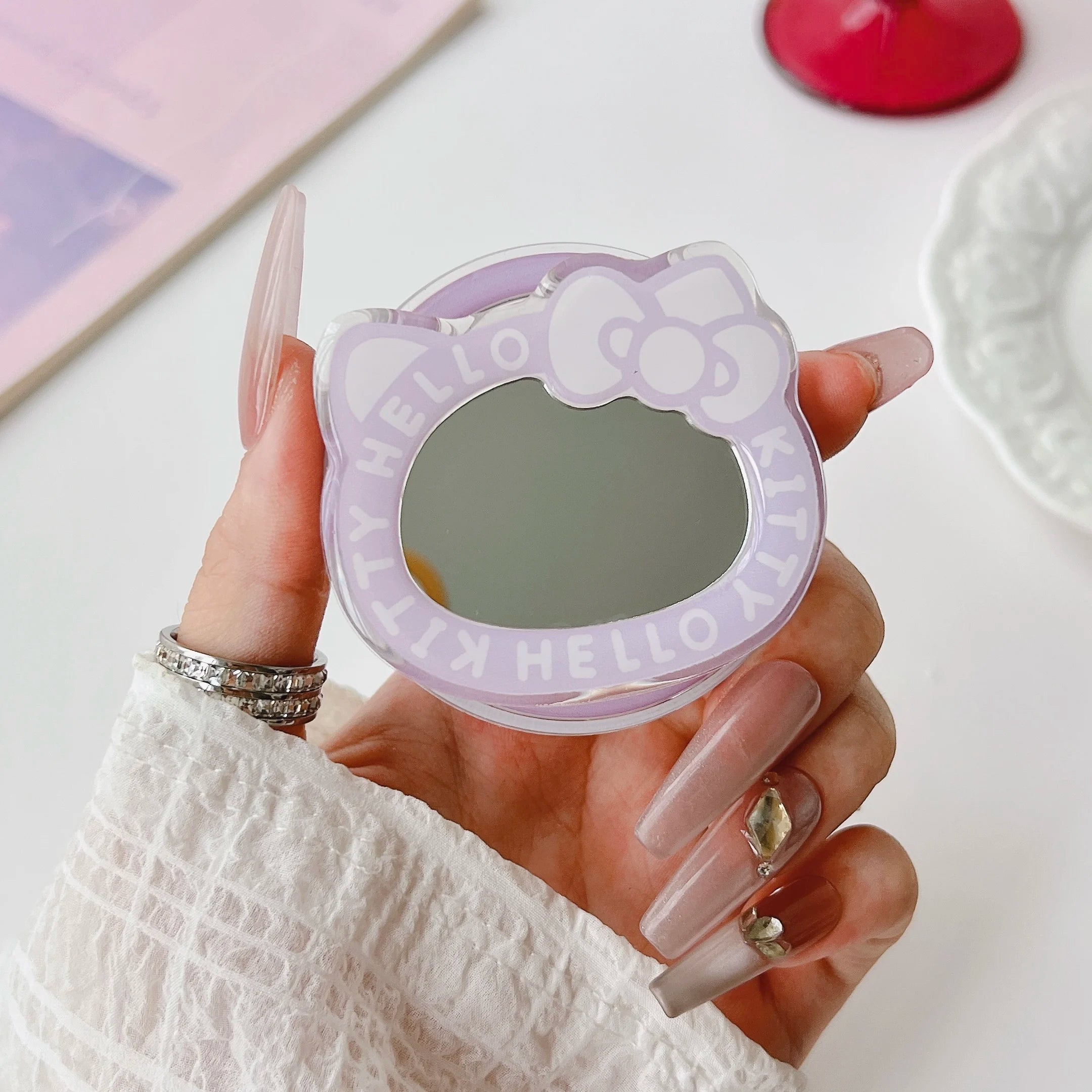 Korean Cute Mirror For Magsafe Magnetic Phone Griptok Grip Tok Stand For iPhone Foldable Wireless Charging Case Holder Ring