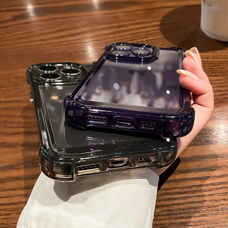 Luxury Shockproof Clear Phone Case For iPhone 17 16 15 14 13 12 11 Pro XR XS Max Plus Silicon Bumper Transparent Hard Back Cover