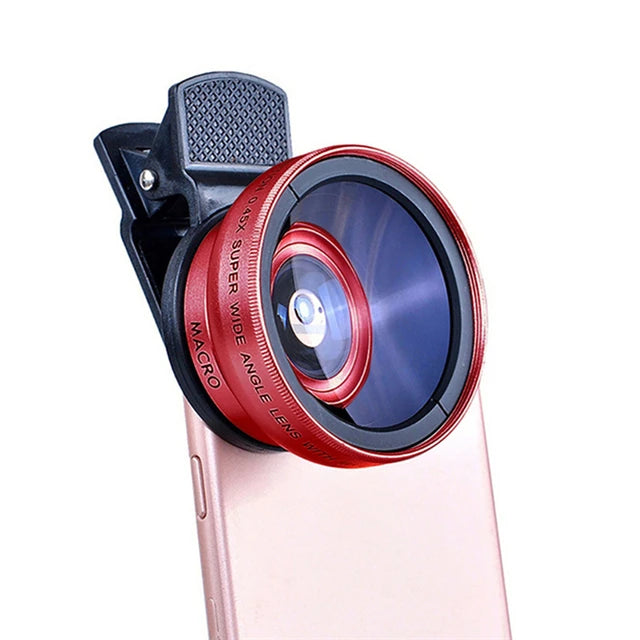 USLION 2 IN 1 Lens Universal Clip 37mm Mobile Phone Lens 0.45x 49uv Super Wide-Angle Macro HD Professional For All Smartphones