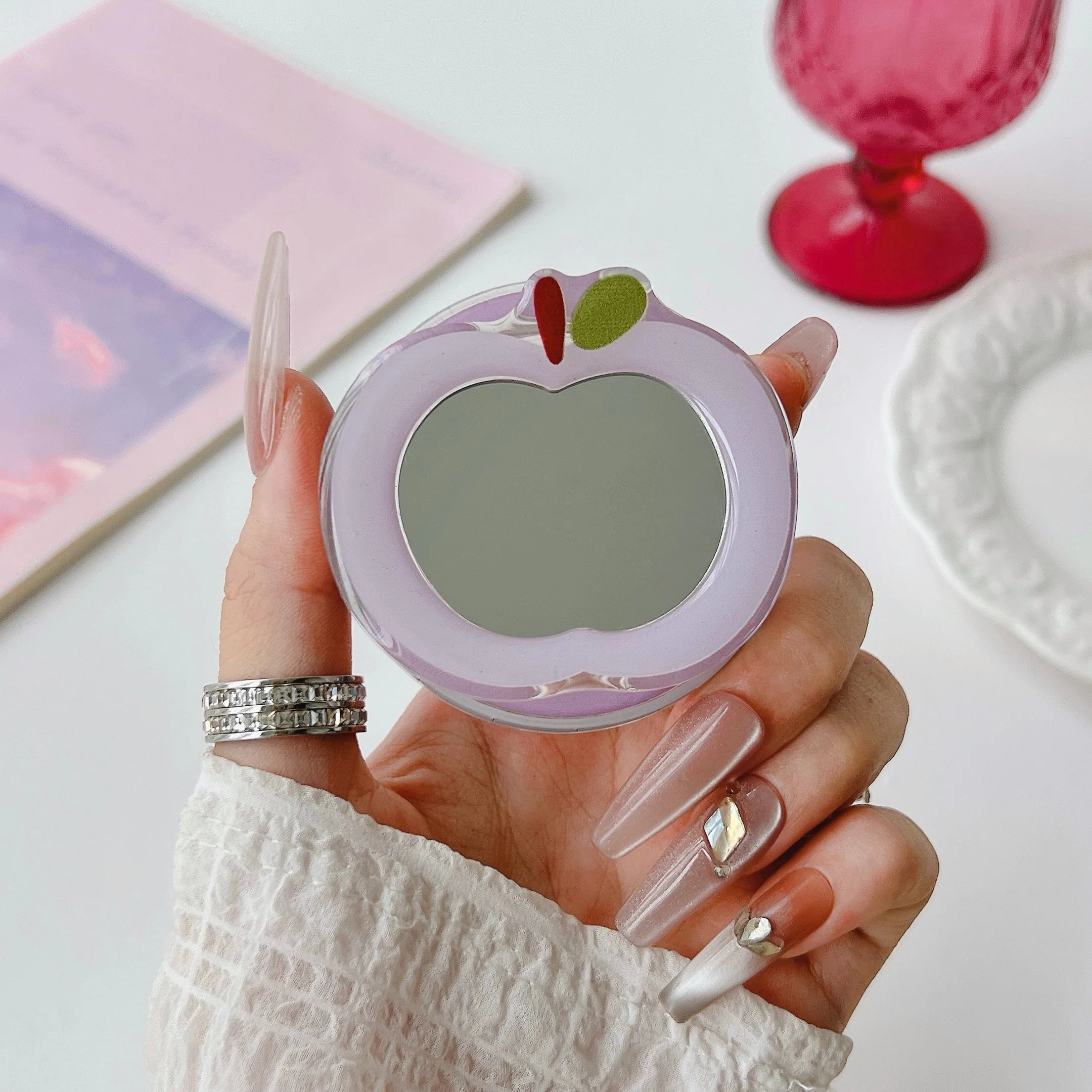 Korean Cute Mirror For Magsafe Magnetic Phone Griptok Grip Tok Stand For iPhone Foldable Wireless Charging Case Holder Ring