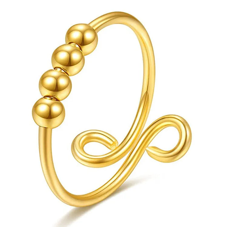 Punk Anxiety Rings For Women Men Spiral Fidget Beads Ring Nice Trend Jewelry Rotate Freely Anti Stress Stainless Steel Ring Gift