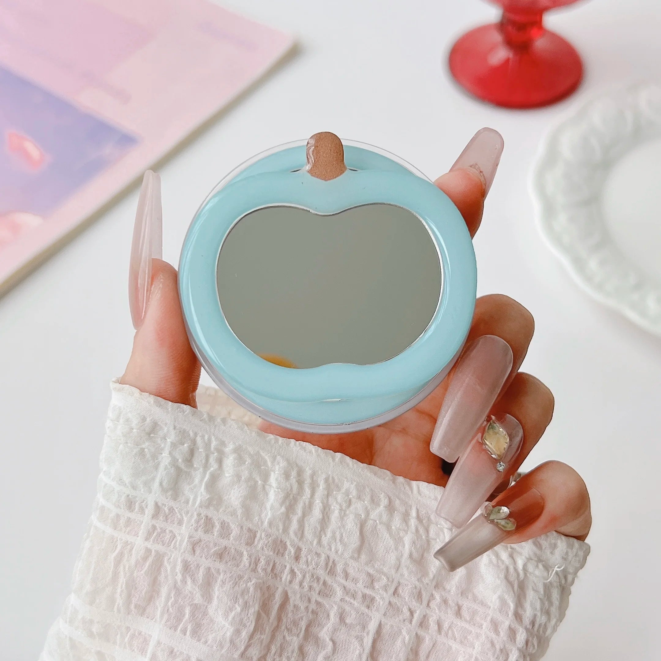 Korean Cute Mirror For Magsafe Magnetic Phone Griptok Grip Tok Stand For iPhone Foldable Wireless Charging Case Holder Ring