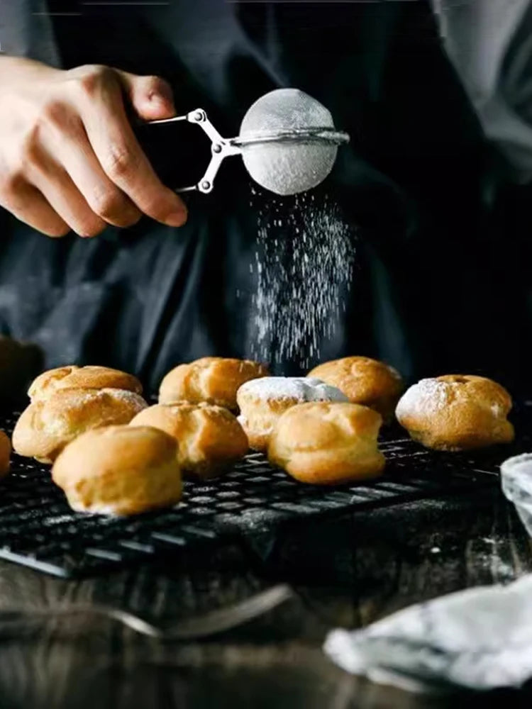 Stainless Steel Powder Spreader Ultra-Fine Leak-Proof Mesh Can Baking Matcha Sieve Cocoa Powder Sifter for Kitchen