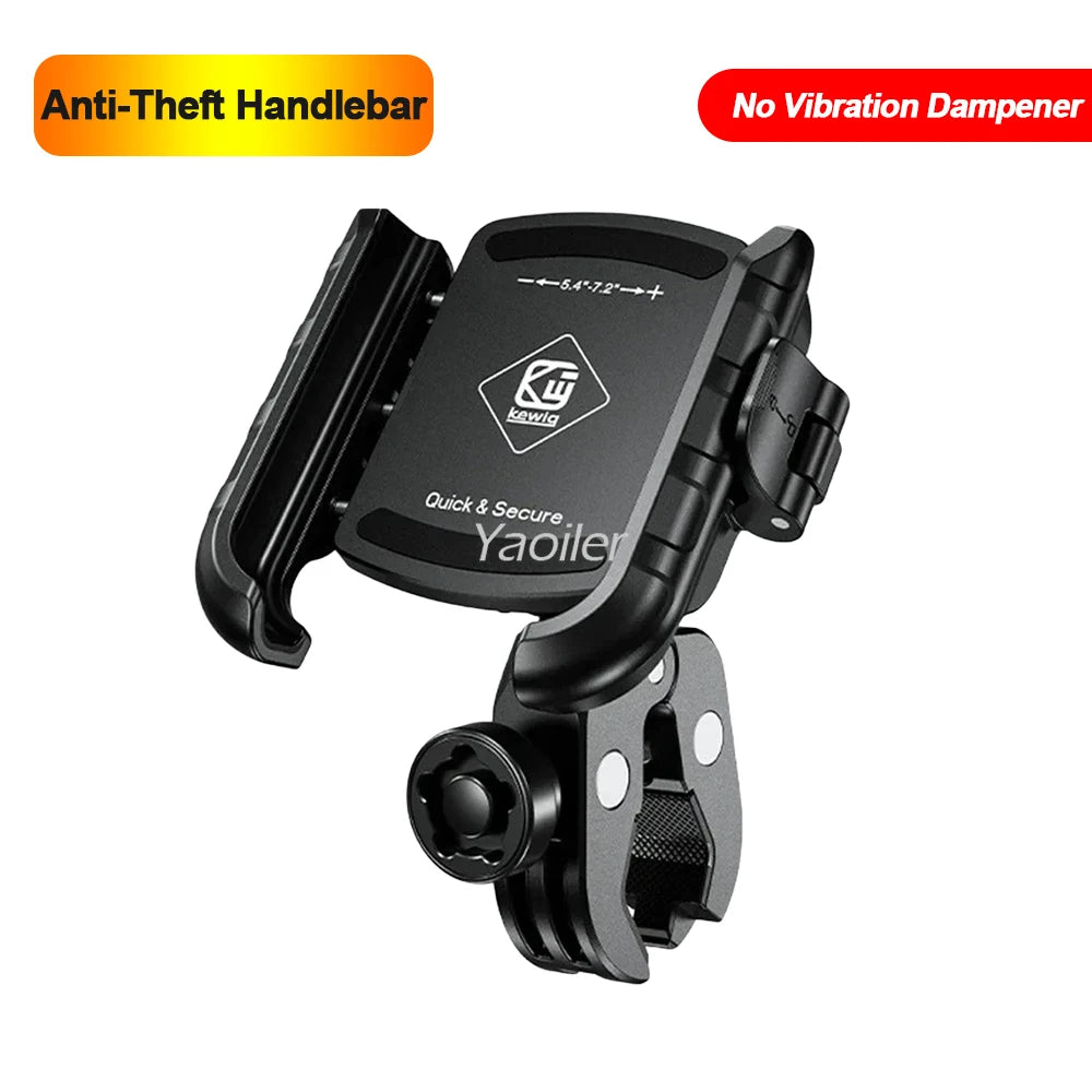 Aluminum Anti-Vibration Motorcycle Phone Mount Holder 1s Lock Camera Friendly Anti-Theft Handlebar for Bike Bicycle Scooter ATV