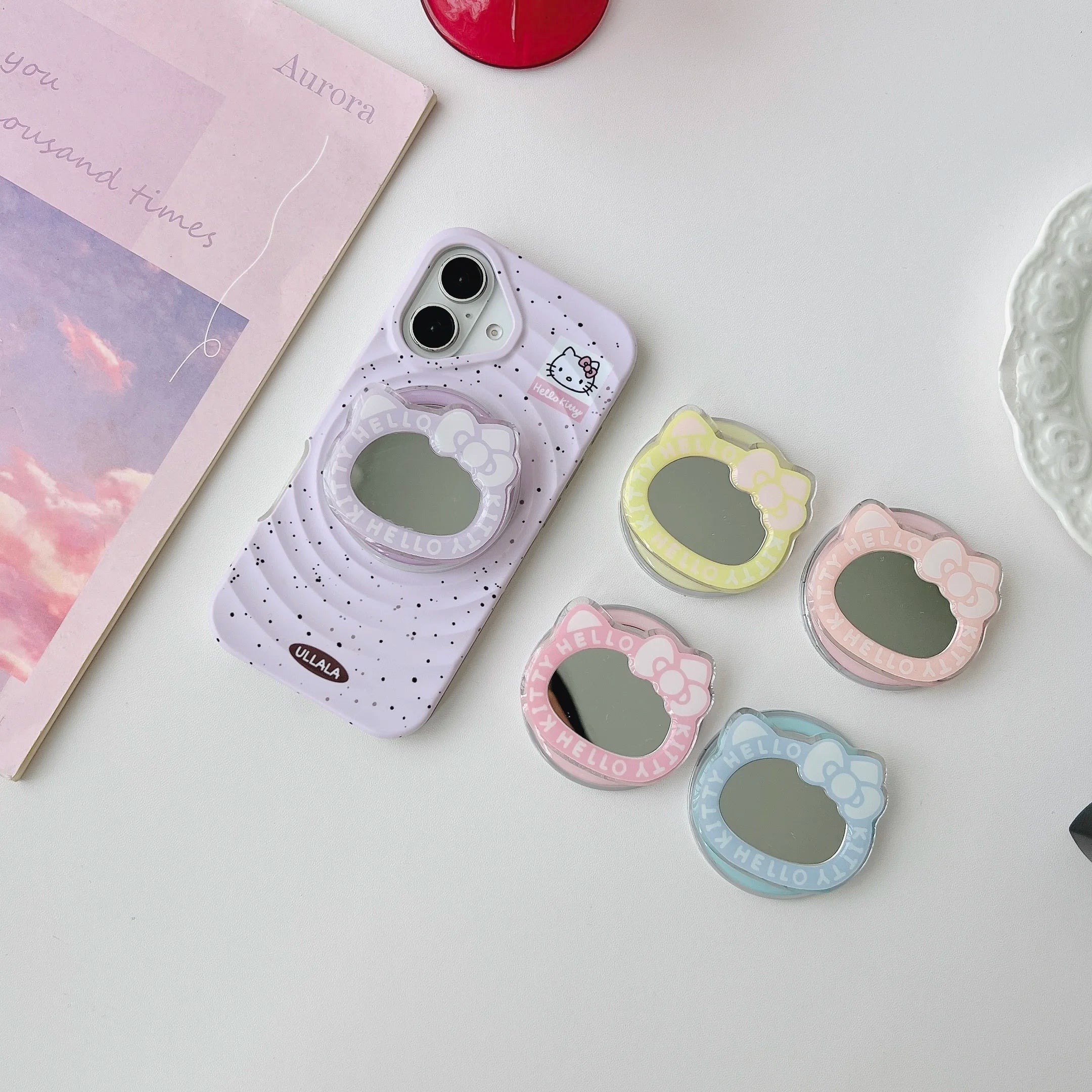 Korean Cute Mirror For Magsafe Magnetic Phone Griptok Grip Tok Stand For iPhone Foldable Wireless Charging Case Holder Ring