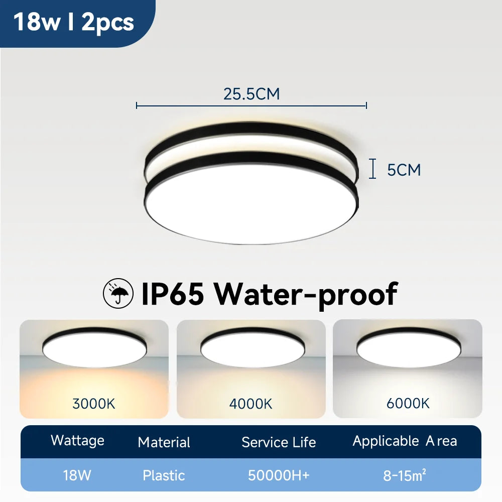 Waterproof Bathroom Lamp Ceiling Led Ceiling Lights 18W 30W 40W Round Led Ceiling Lamp For Kitchen Living Room Toilet Room 220V