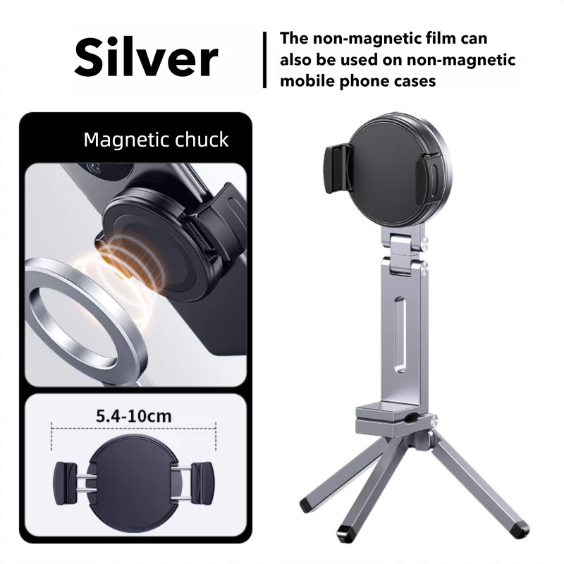 Foldable Magnetic Phone Tripod Holder, 360° Rotating Portable Stand for IPhone & Android Travel Video Shooting Desk/Plane Train