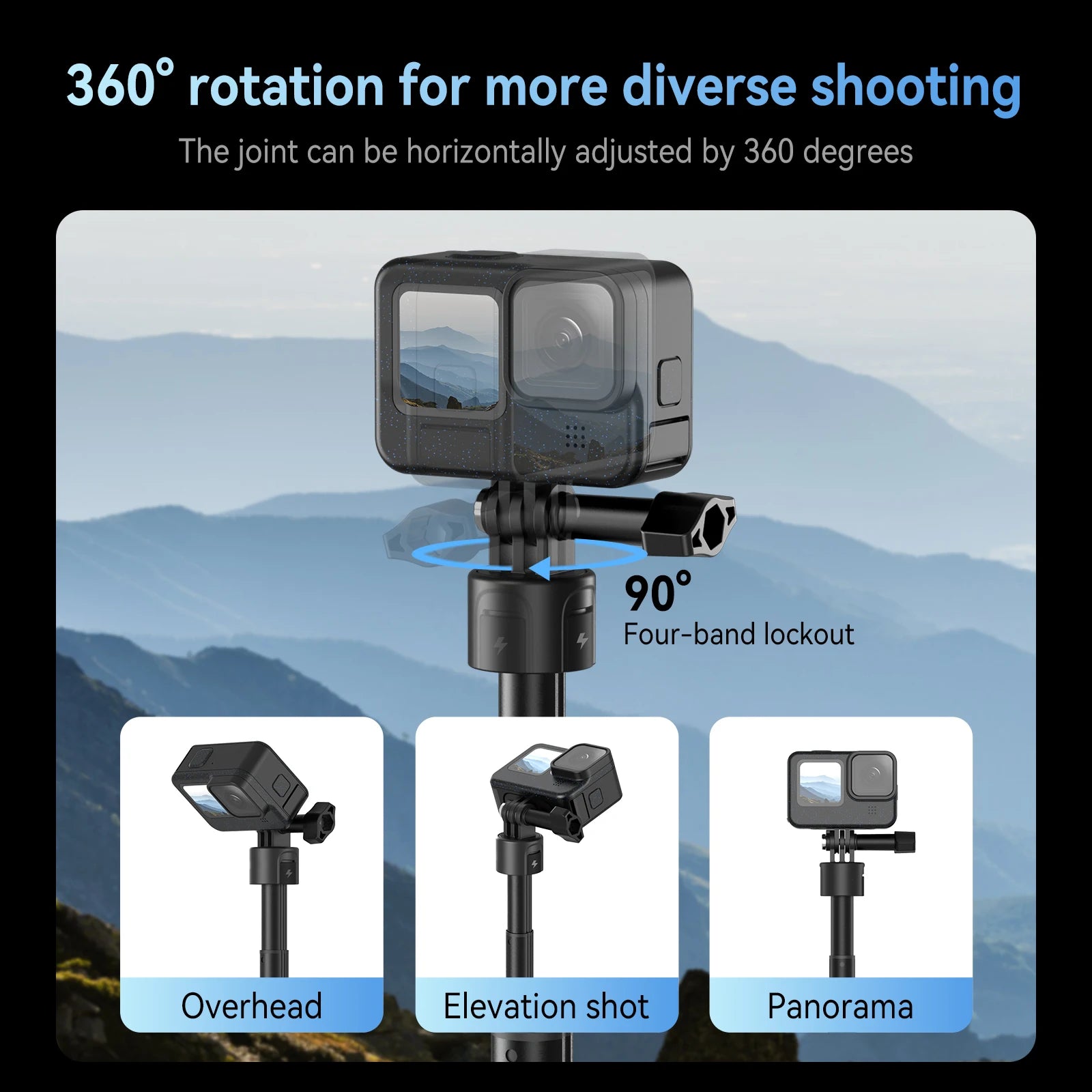 TELESIN 5000Mha Power Bank 360° Rotation Charging Selfie Stick Remote Control Tripod For Gopro Hero 13 12 11 10 9 MAX