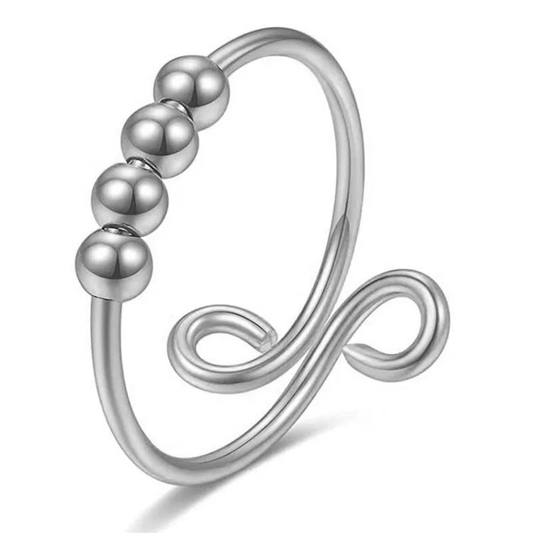 Punk Anxiety Rings For Women Men Spiral Fidget Beads Ring Nice Trend Jewelry Rotate Freely Anti Stress Stainless Steel Ring Gift