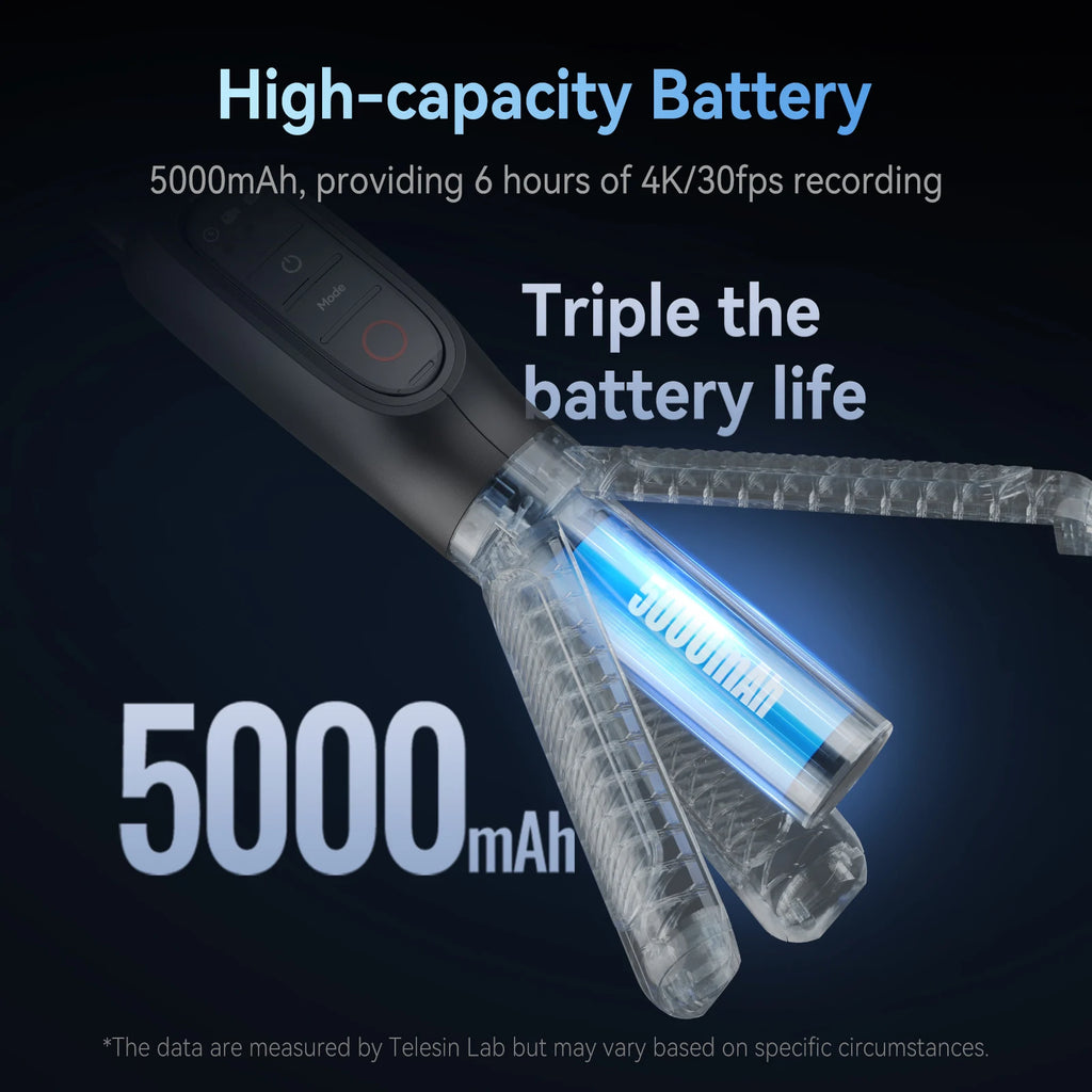 TELESIN 5000Mha Power Bank 360° Rotation Charging Selfie Stick Remote Control Tripod For Gopro Hero 13 12 11 10 9 MAX