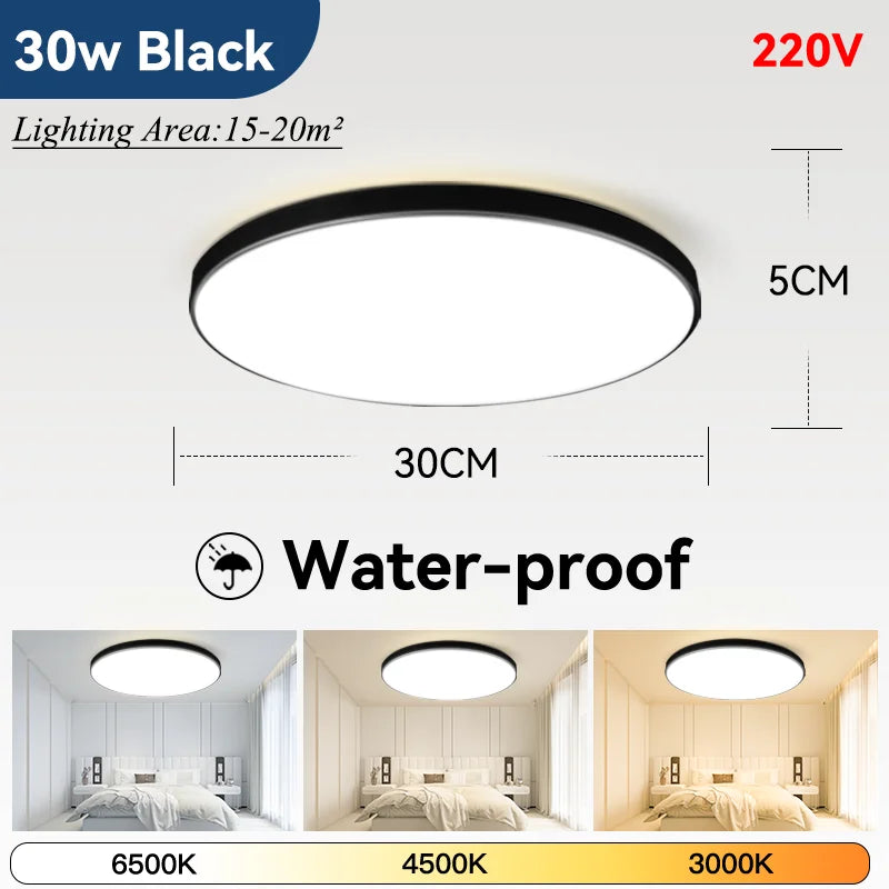 Waterproof Bathroom Lamp Ceiling Led Ceiling Lights 18W 30W 40W Round Led Ceiling Lamp For Kitchen Living Room Toilet Room 220V