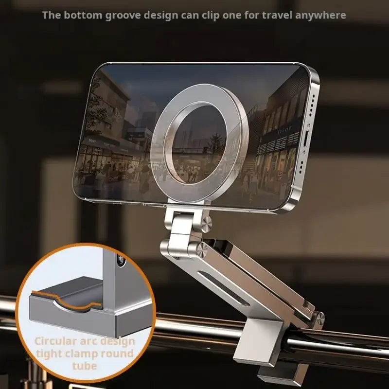 Foldable Magnetic Phone Tripod Holder, 360° Rotating Portable Stand for IPhone & Android Travel Video Shooting Desk/Plane Train