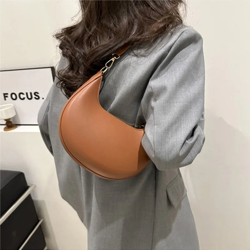 Luxury Women’s Moon-Shaped Shoulder Bag – Elegant High-End Fashion Handbag, Single Strap Bolso Mujer