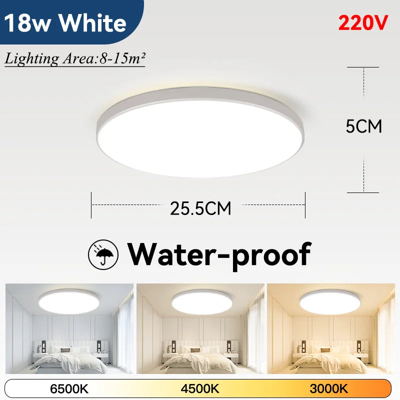 Waterproof Bathroom Lamp Ceiling Led Ceiling Lights 18W 30W 40W Round Led Ceiling Lamp For Kitchen Living Room Toilet Room 220V