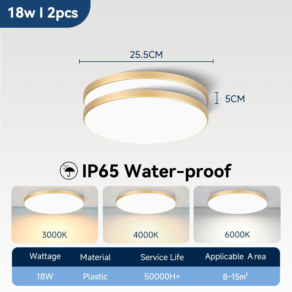Waterproof Bathroom Lamp Ceiling Led Ceiling Lights 18W 30W 40W Round Led Ceiling Lamp For Kitchen Living Room Toilet Room 220V