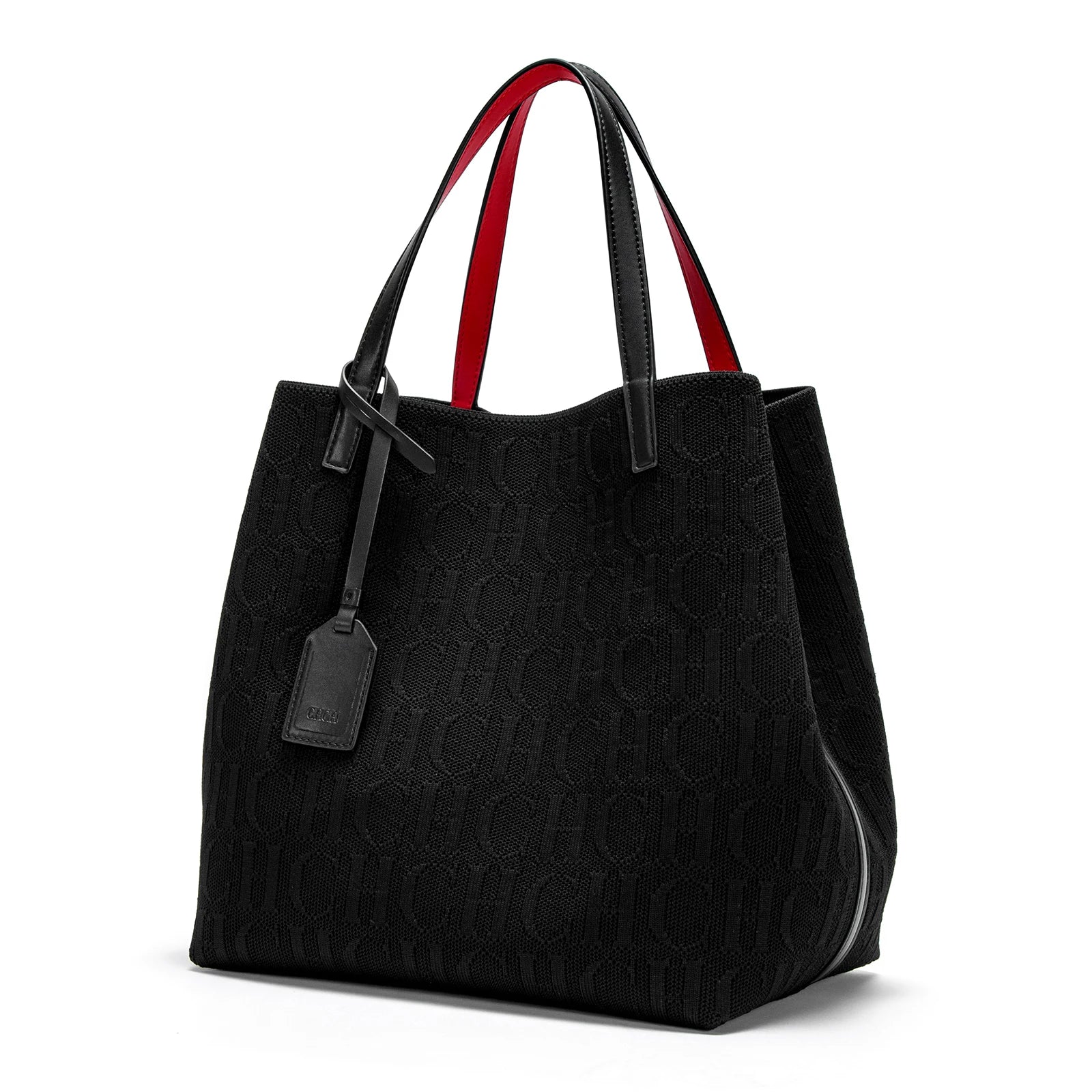 Women's Large Capacity Knitted Tote Bag – Simple Black Shopping Handbag, Lightweight Everyday Shoulder Bag