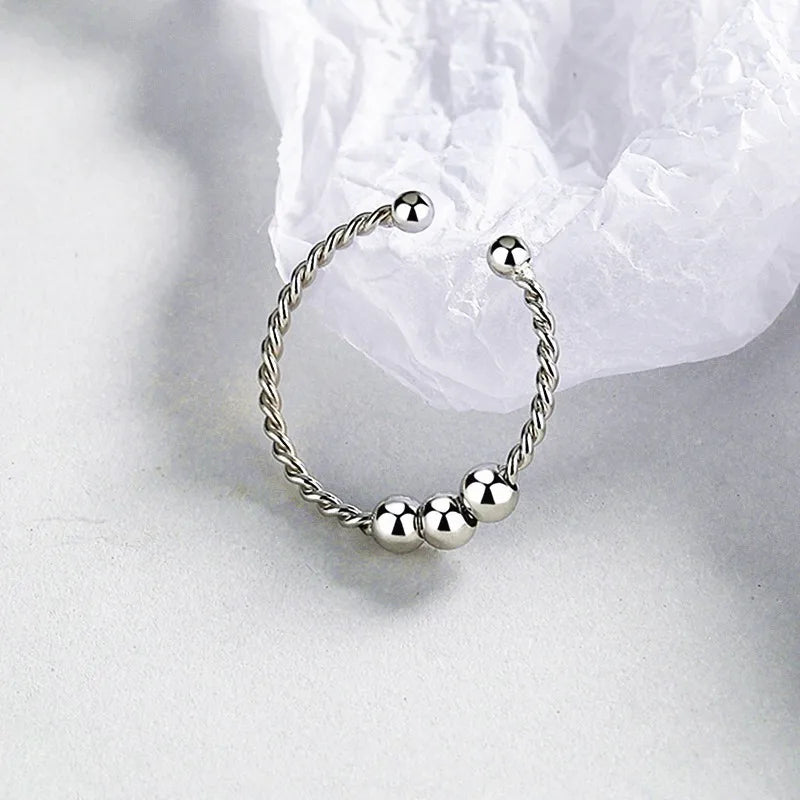 Punk Anxiety Rings For Women Men Spiral Fidget Beads Ring Nice Trend Jewelry Rotate Freely Anti Stress Stainless Steel Ring Gift
