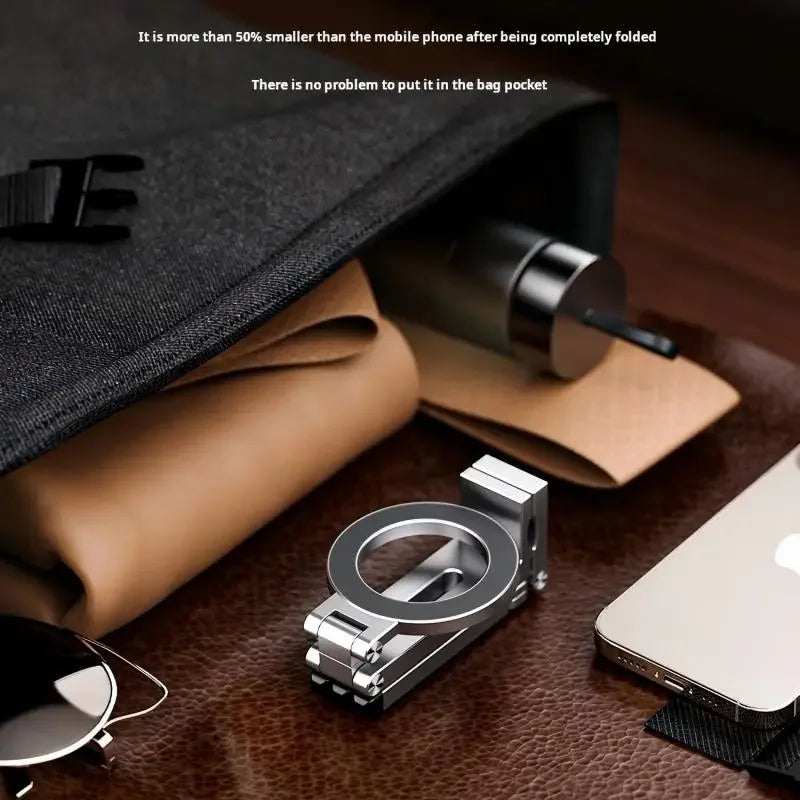 Foldable Magnetic Phone Tripod Holder, 360° Rotating Portable Stand for IPhone & Android Travel Video Shooting Desk/Plane Train