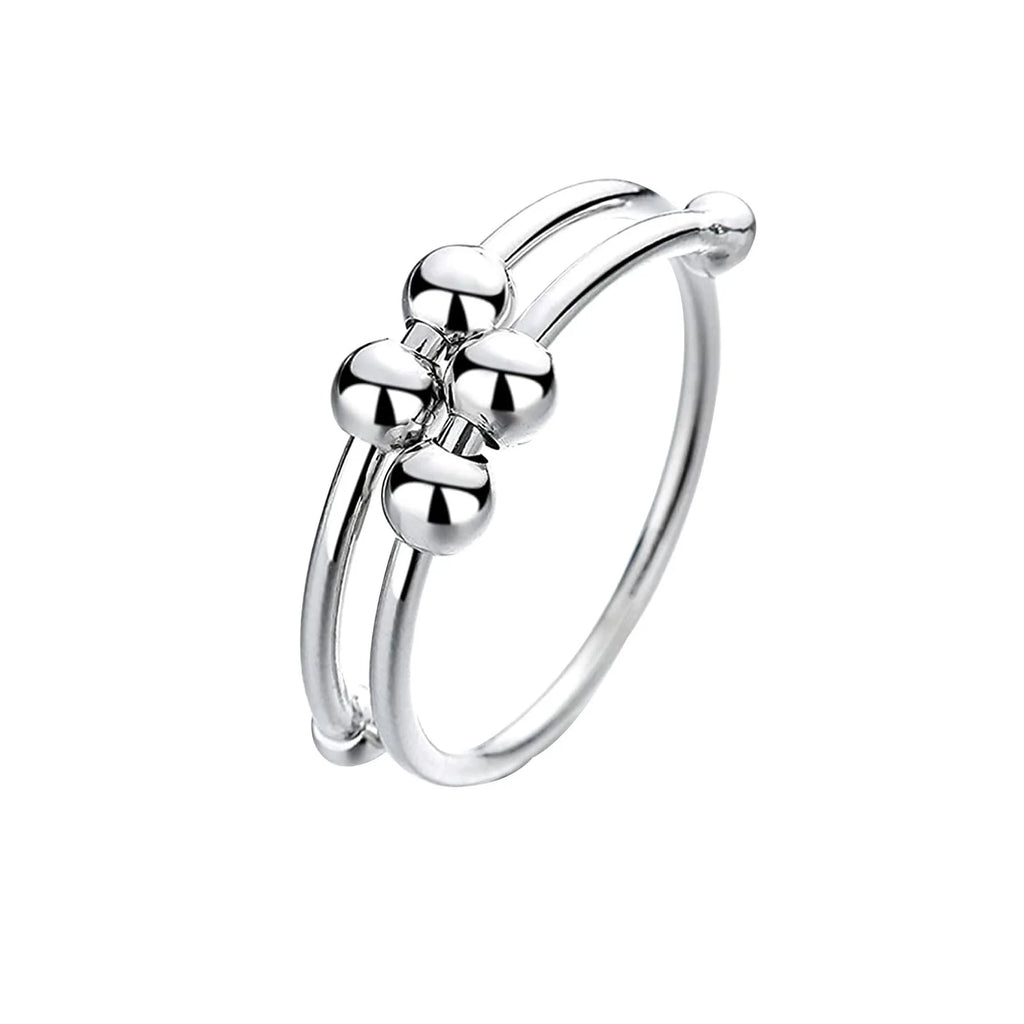 Punk Anxiety Rings For Women Men Spiral Fidget Beads Ring Nice Trend Jewelry Rotate Freely Anti Stress Stainless Steel Ring Gift