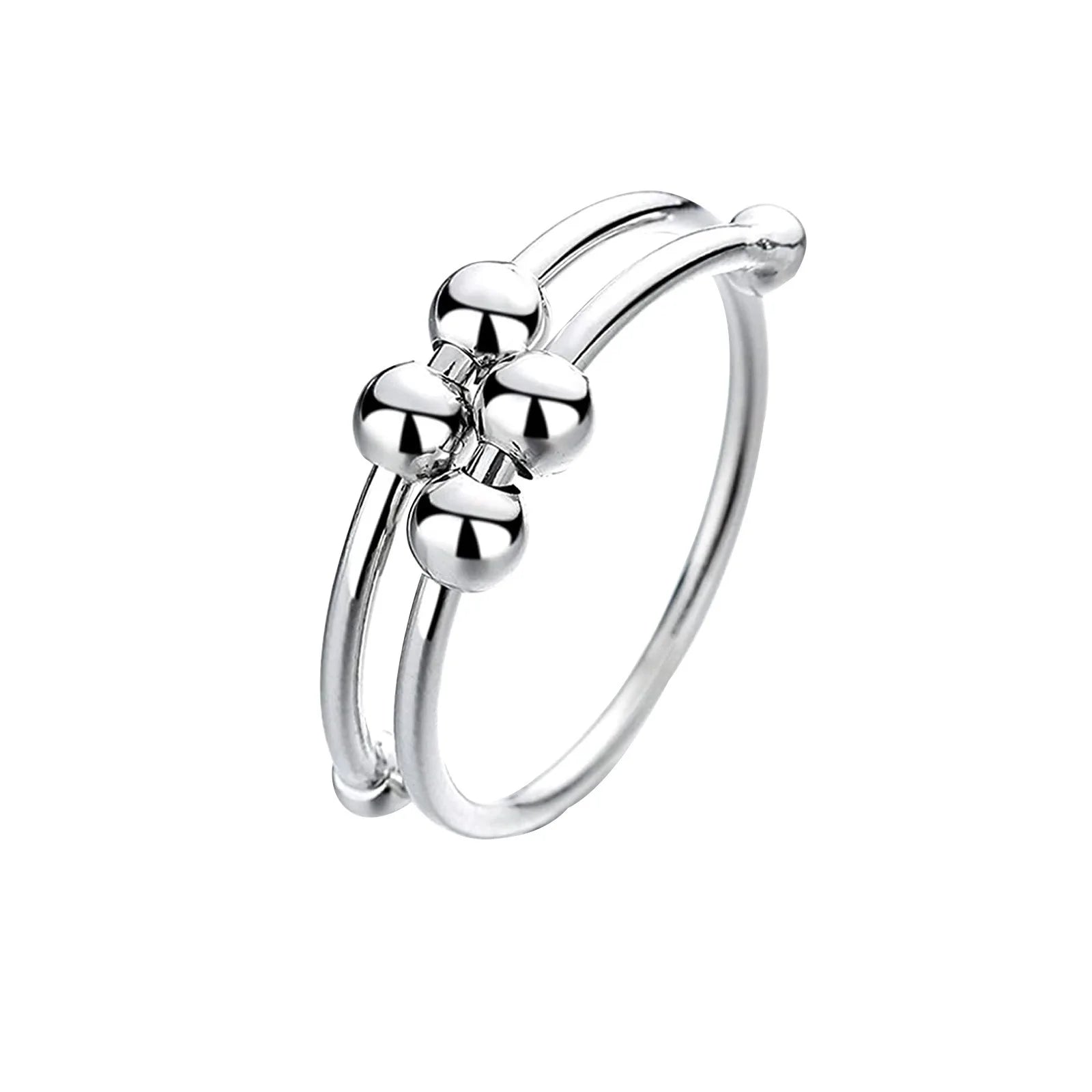 Punk Anxiety Rings For Women Men Spiral Fidget Beads Ring Nice Trend Jewelry Rotate Freely Anti Stress Stainless Steel Ring Gift