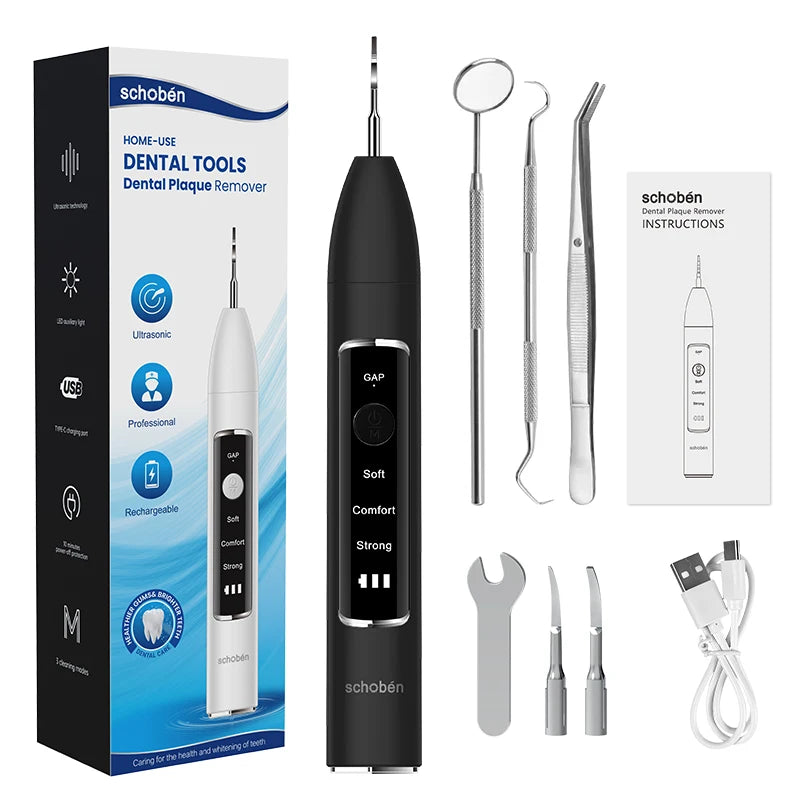 Schoben Ultrasonic Dental Scaler For Teeth Tartar Plaque Stains Cleaner Tooth Calculus Electric Dental Tooth Stone Remover