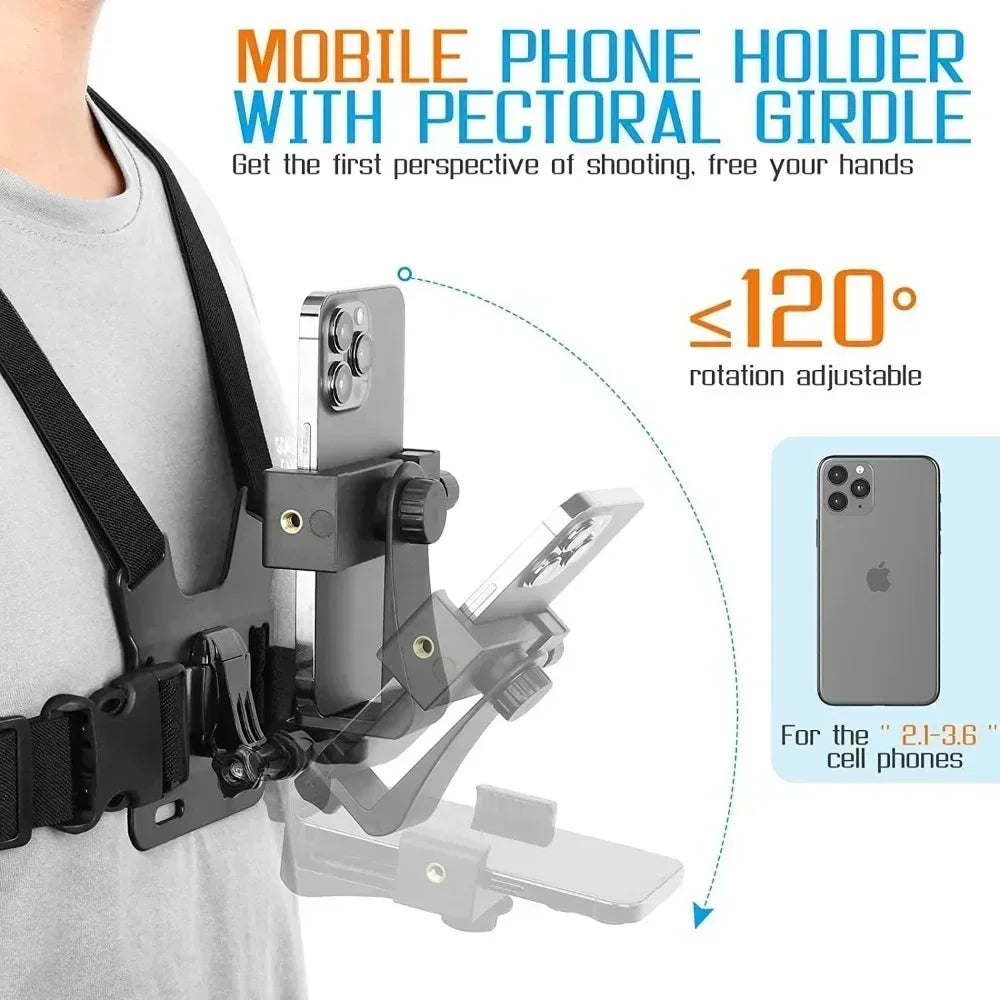 Hands Free Adjustable Chest Phone Strap Universal Harness Strap for IPhone 16 15 Samsung Telephone Wearable Neck Lanyard Stand