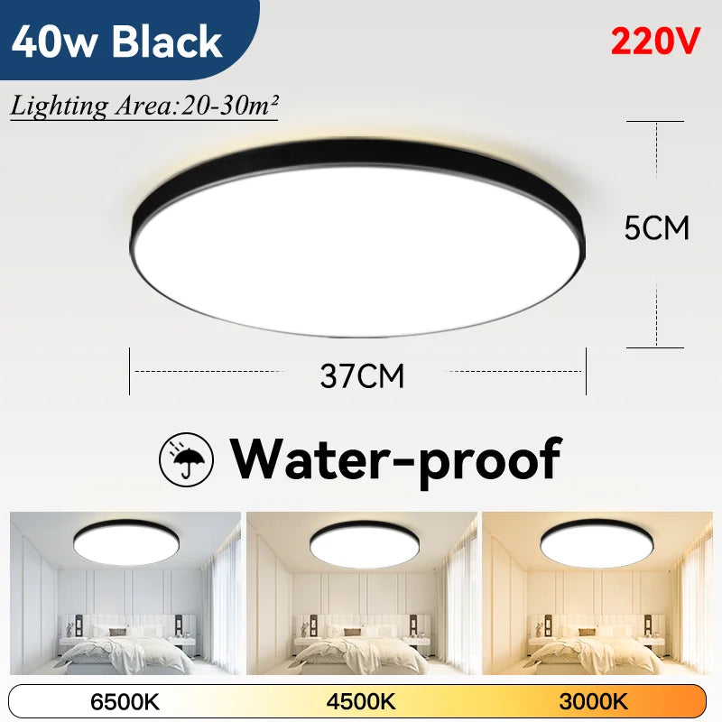 Waterproof Bathroom Lamp Ceiling Led Ceiling Lights 18W 30W 40W Round Led Ceiling Lamp For Kitchen Living Room Toilet Room 220V