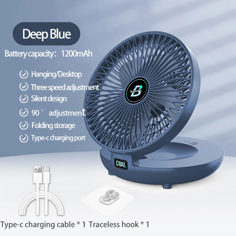 Three-Speed Adjustable Fan Usb Charging Home Dormitory Large Wind Desktop Mini Portable Electric Fan Folding Convenient Storage