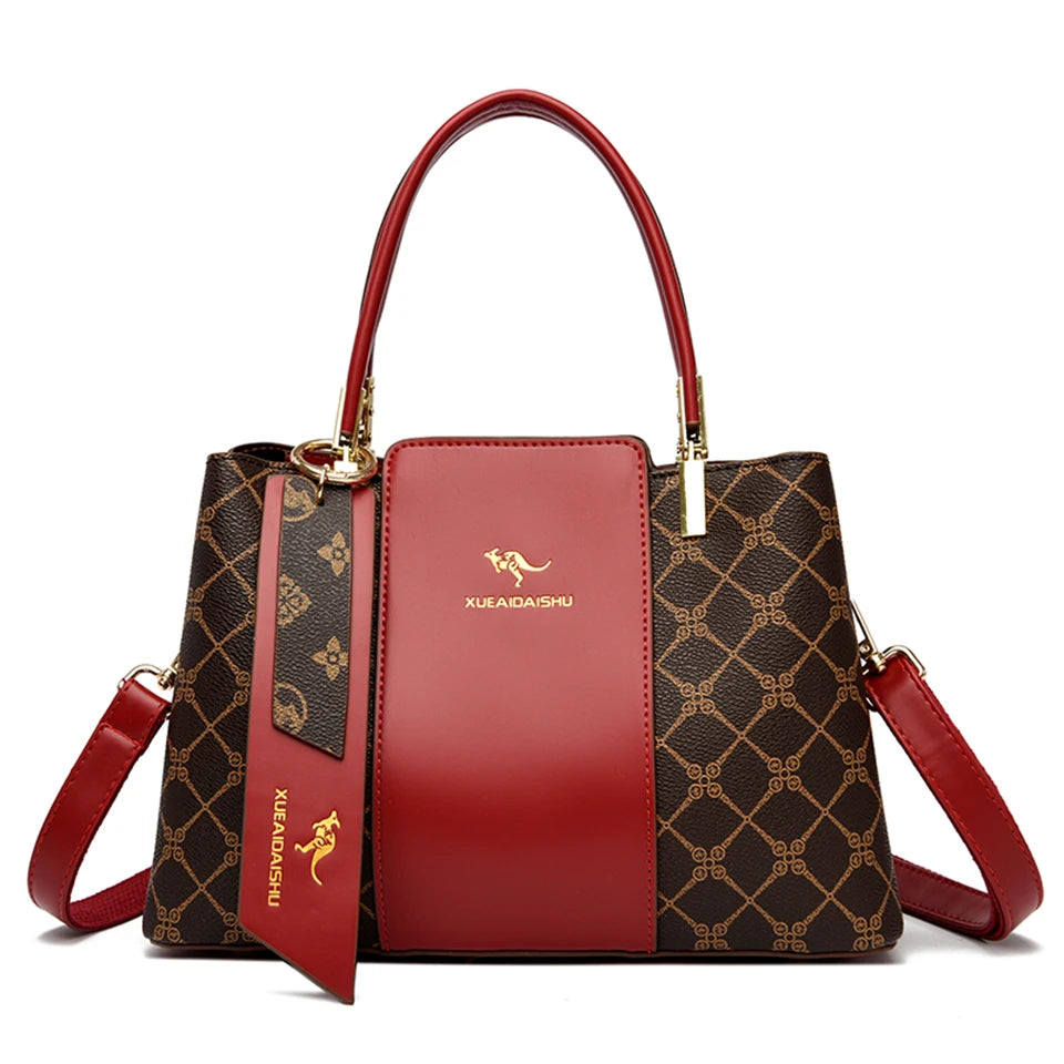 Luxury Women’s Handbag – Fashion Print Soft Leather Shoulder & Crossbody Bag, Large Capacity Designer Purse