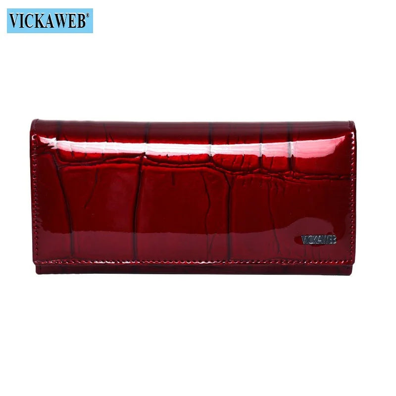 Genuine Leather Women’s Long Wallet – Magnetic Hasp Ladies Purse with Card Slots, Coin Pocket & Fashion Slim Design