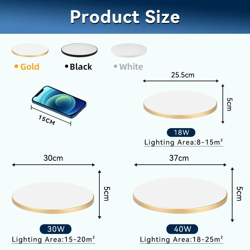 Waterproof Bathroom Lamp Ceiling Led Ceiling Lights 18W 30W 40W Round Led Ceiling Lamp For Kitchen Living Room Toilet Room 220V